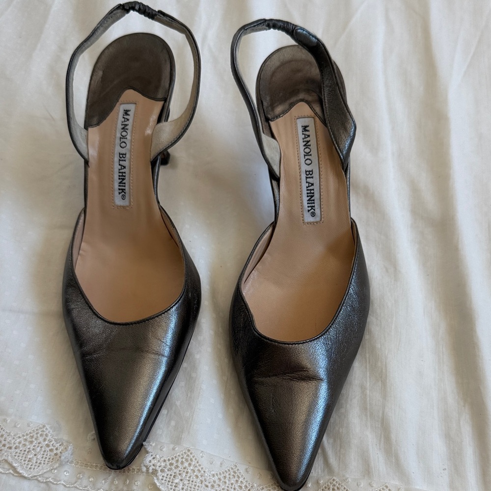 Manolo Blahnik Metallic Black Heels